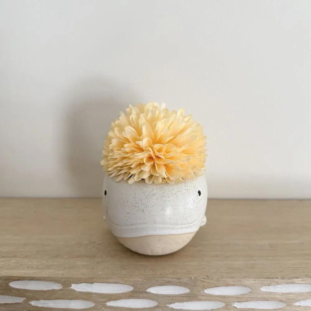 Handmade Faux Floral Orange Whale Arrangement Home Decor Accent